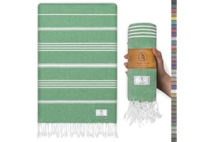 Ossano Sea Green Turkish Beach Towel - Absorbent & Lightweight, Oversized (39" x 71"), Quick Dry, Versatile and Functional, Ideal as Yoga Mat, Picnic Blanket or Bath, Shower, Body and Workout Towel