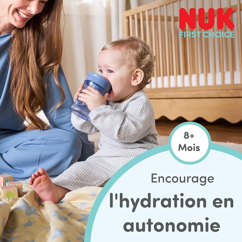 Tasse à bec NUK Magic Cup | À partir de 8 mois | 230 ml | Bord anti-fuites à 360° | Biberon pour tout-petits | Baleine et kangourou | Lot de 2