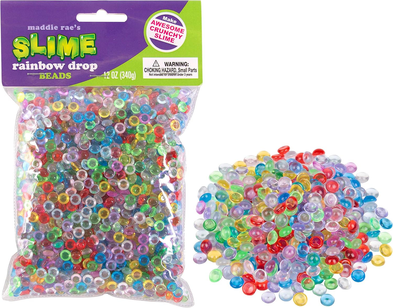 Maddie Rae's Slime Beads Rainbow Drops - 12oz Large Bag of Vase Fillers - Great for Making Crunchy, Marble, Pebble Slime
