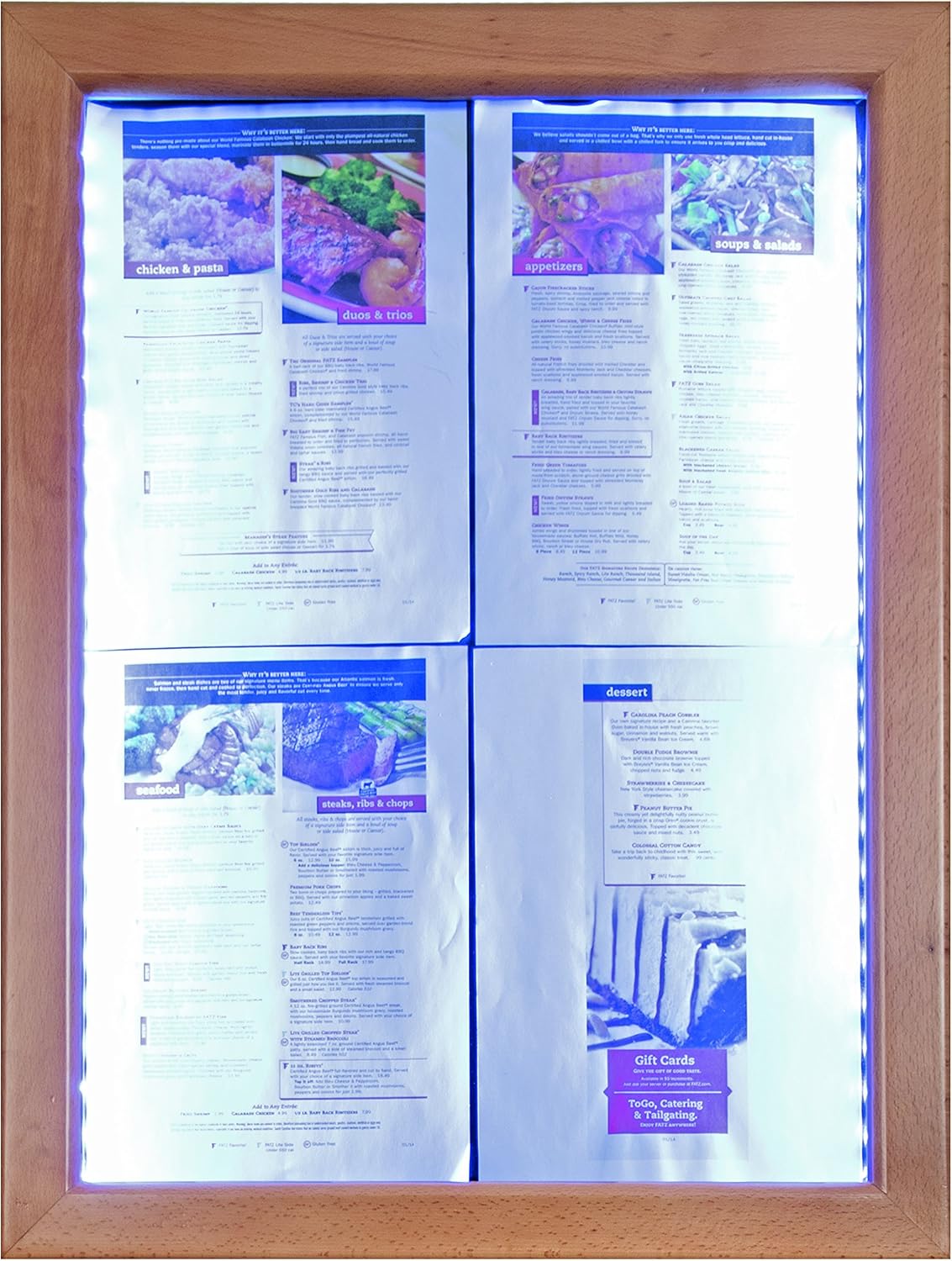 Securit LED Classic Glass Information Display, 4xA4 (A2), 53x70x6cm, Teak Frame (MCS-4A4-WLTE), 53 x 70 cm