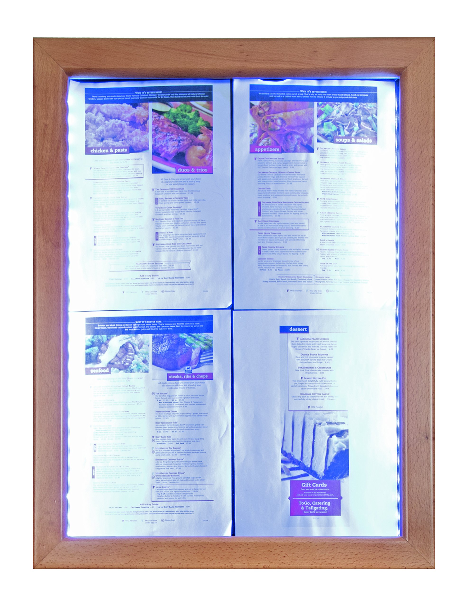 Securit LED Classic Glass Information Display, 4xA4 (A2), 53x70x6cm, Teak Frame (MCS-4A4-WLTE)