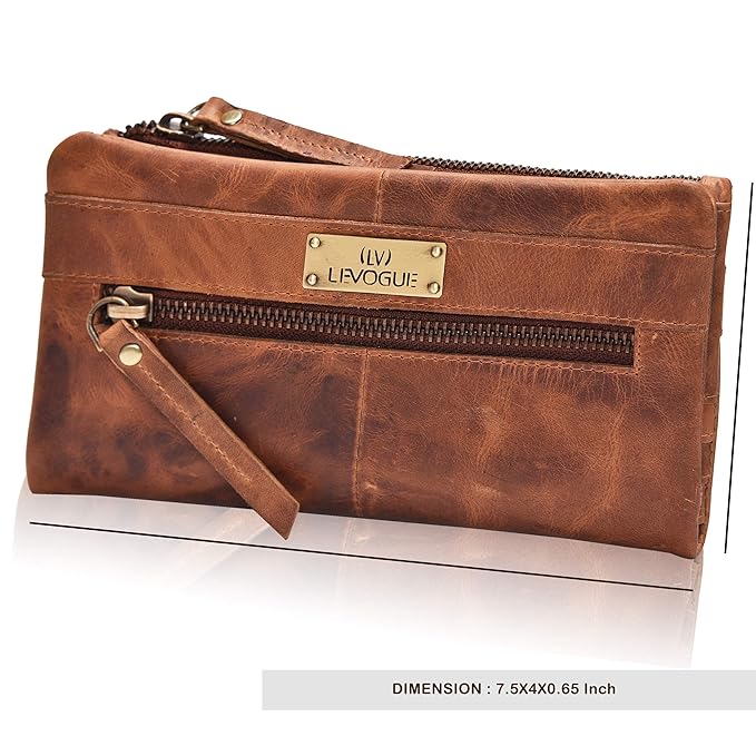Rfid Soft Flexible Leather Wallet For Women Credit Card Slots Mobile Case Coin Purse With Id Window Handmade By Levogue