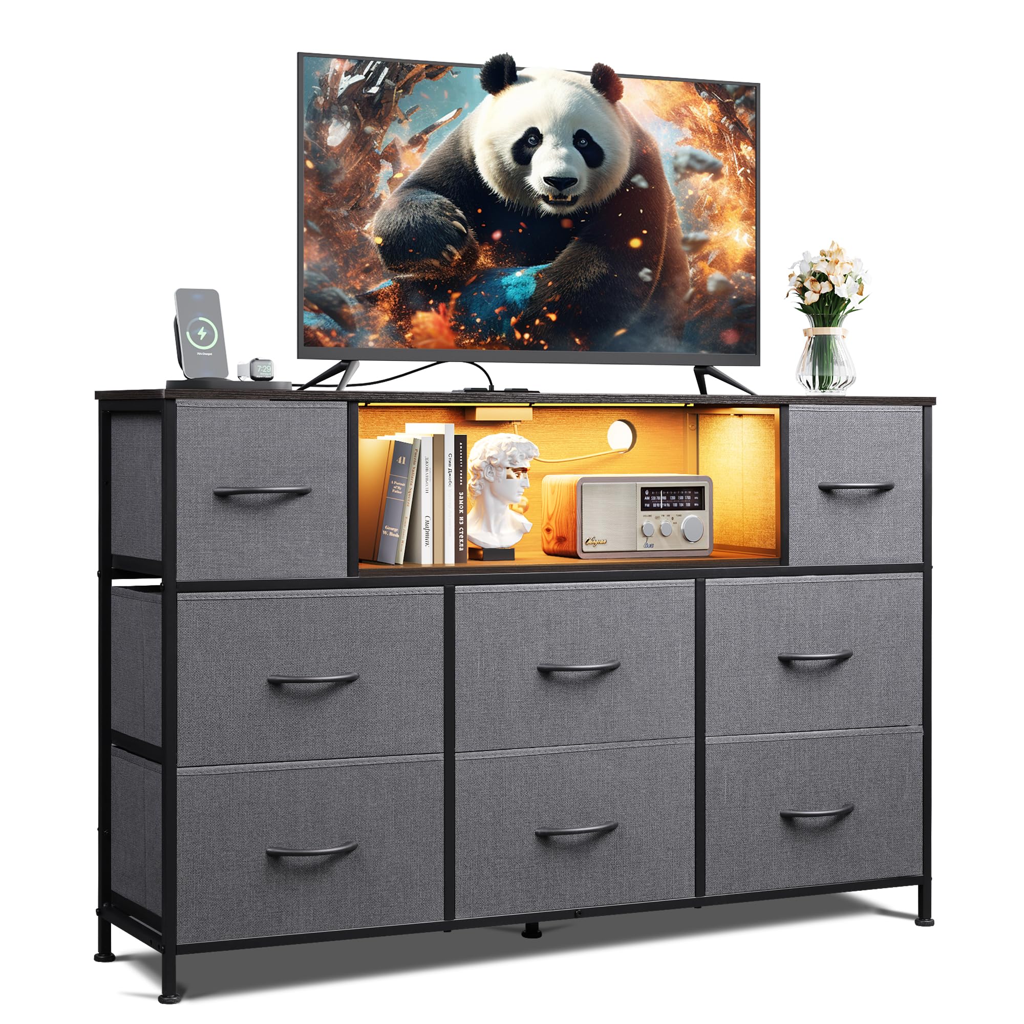 WLIVE Grey TV Stand for 45, 50, 55 inch
