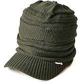 CHARM Mens Winter Knit Beanie Hat - Womens Slouchy Visor Cap Summer Baggy Slouch Knit