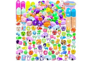 100 Pack Prefilled Easter Eggs with Toy Inside,Easter Basket Stuffers,Eggs Hunt,Easter Gifts,Easter Party Favors for Kids,Bul