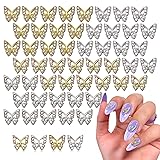 50 Pcs Butterfly Charms for Nails – Silver & Gold