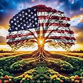 KUFWKEY Diamond Painting Kits for Adults,Tree of Life Diamond Painting kit,American Flag Round Diamond Dots for Beginner,Gem Painting,DIY Art and Crafts,Home Wall Decor 14x14 Inch
