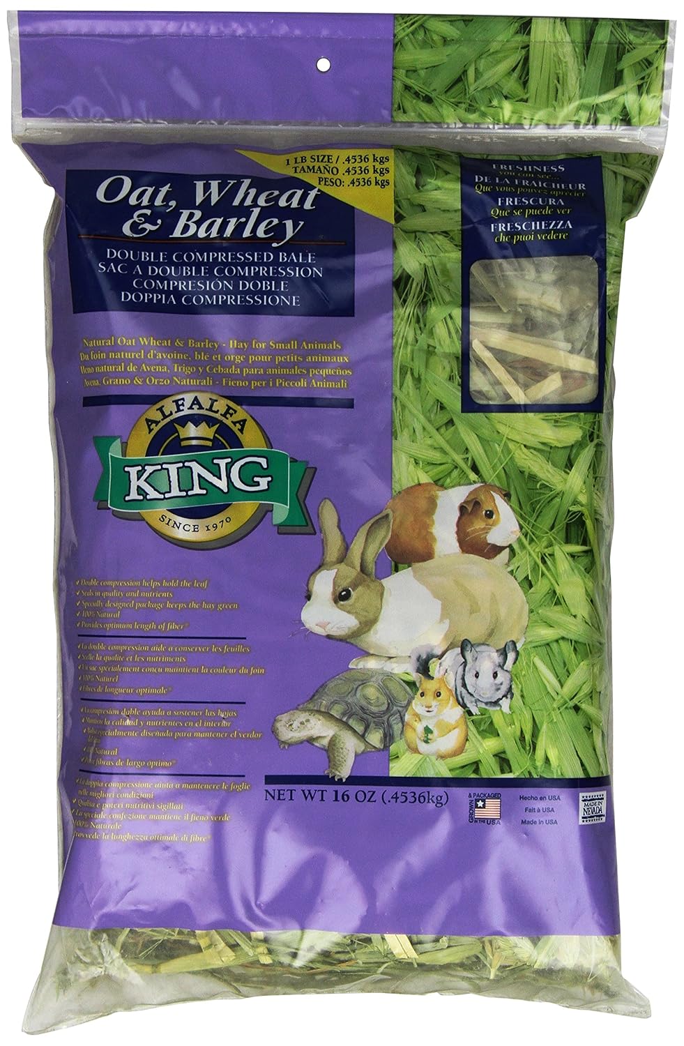 Alfalfa King Double Compressed Oat Wheat And Barley Hay Pet Food, 12 By 9 By 2-Inch