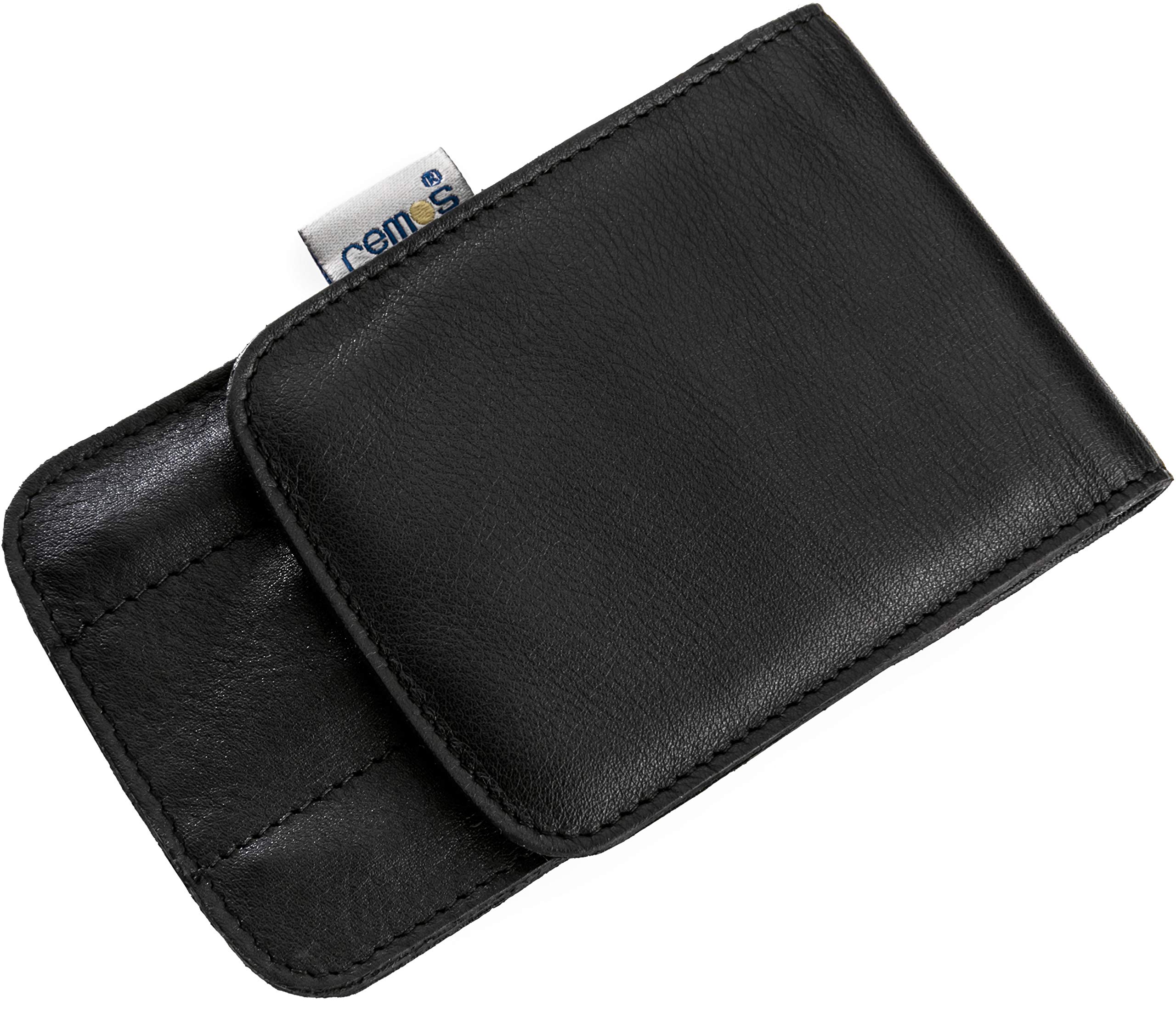 REMOS Manicure Case Empty Made of Genuine Leather with Space for 4 Tools - Black