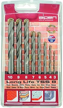 Bohrer / Hartmetall Steinbohrer Set Long Life TSS 8, 8-teilig | universeller Mauerbohrer in gefräster Ausführung, stabiler Gr