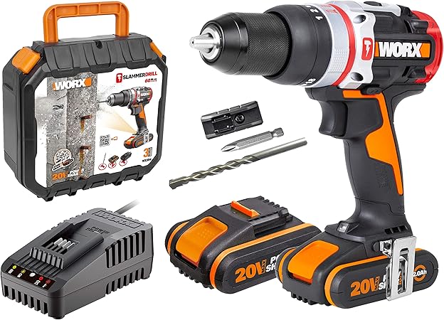 Worx Wx354 Perceuse Brushless Slamer 20 V 2 Ah 2 Bats Noir Amazon Fr Bricolage