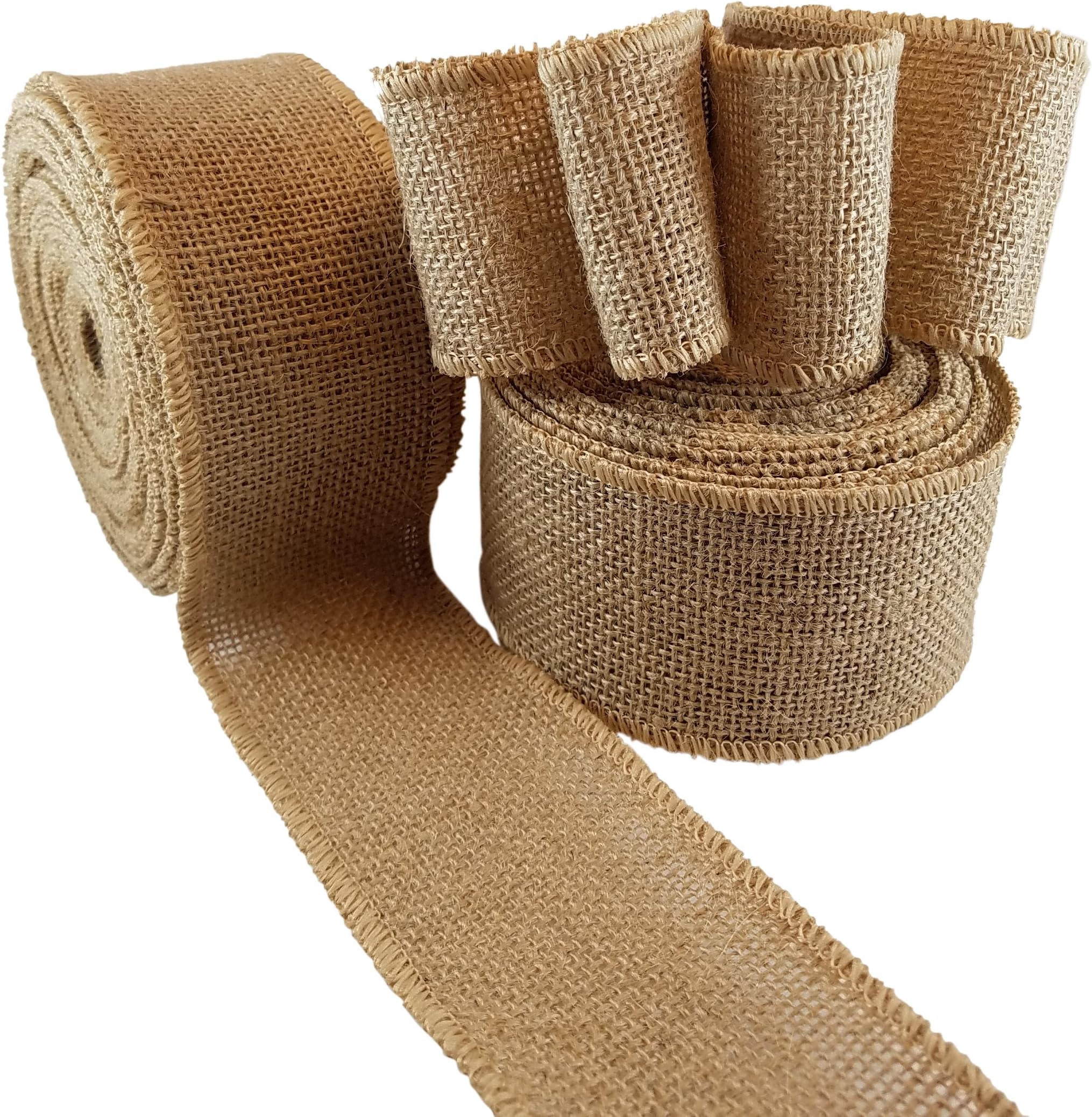 Wired Burlap Ribbon - 2 Natural Burlap Wired Ribbon Rolls - Each 2.5 Inches Wide, 10 Yards Long