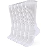 Men’s Crew Terry Socks - Moisture Wicking Soft & Breathable Mid Crew Socks with Zoned Cushioning & Arch Support 3 Pairs
