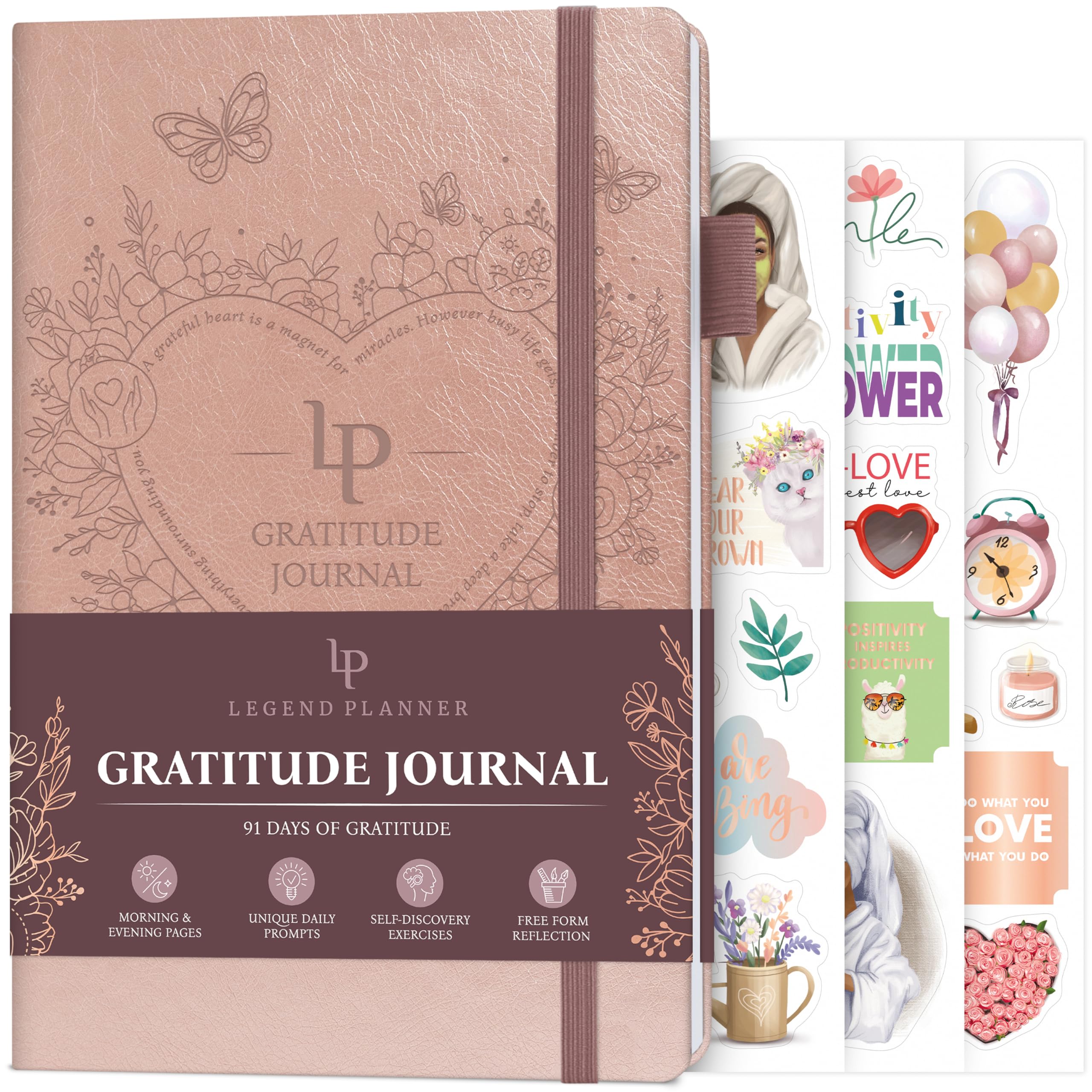 Legend Gratitude Journal – Guided Daily Journal to Foster Positivity & Happiness – Grateful Notebook to Write In – Inspirational Affirmation & Thankful Journal – Lasts 3 Months (Rose Gold Debossed)