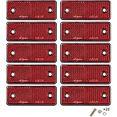 Yinaolan 10 Pack Red Screw on Rectangular Reflectors, E11 Approval | Road Safety Gate Posts Rear Reflectors for Mailboxes Driveway Trailer Caravan Tunnels Truck Tractor Boat Lorry Motorcycle