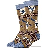 Sock It Up Men's Cotton Crew Socks Long Horn Summer Bull