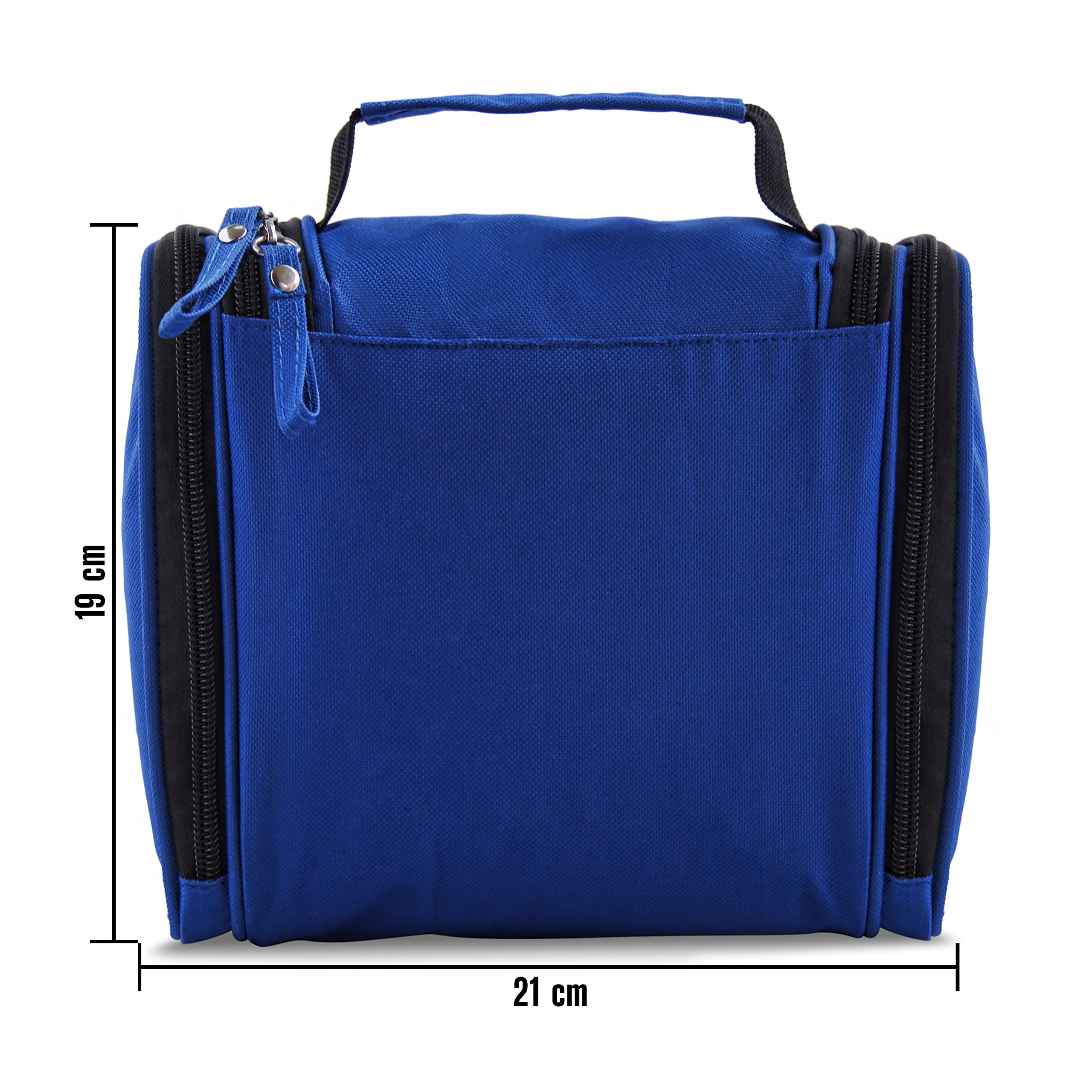 Petite trousse de toilette premium, ultra spacieuse | Kit de voyage compact avec crochet, pour hommes/femmes | Sac de toilette résistant à l'eau (bleu)