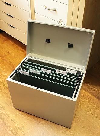 Cathedral Metal Box - Caja archivadora para fichas A4, gris: Amazon.es: Oficina y papelería