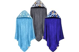 CORAL DOCK 3 Pack Baby Hooded Bath Towel Sets, Ultra Absorbent Baby Essentials Item for Newborn Boy Girl, Baby Bath Shower Towel Gifts for Infant and Toddler - Shark World