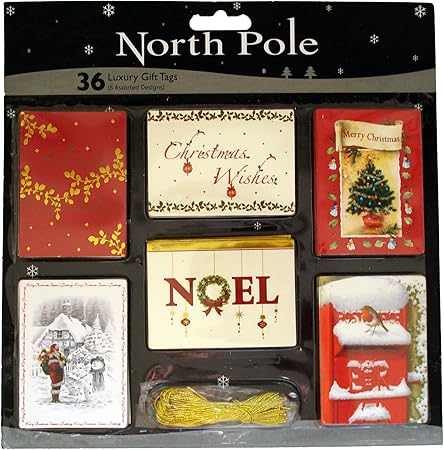 36 Luxury Gift Tags - 6 Christmas Assorted Designs - Brand New: Amazon.co.uk: Kitchen &amp; Home