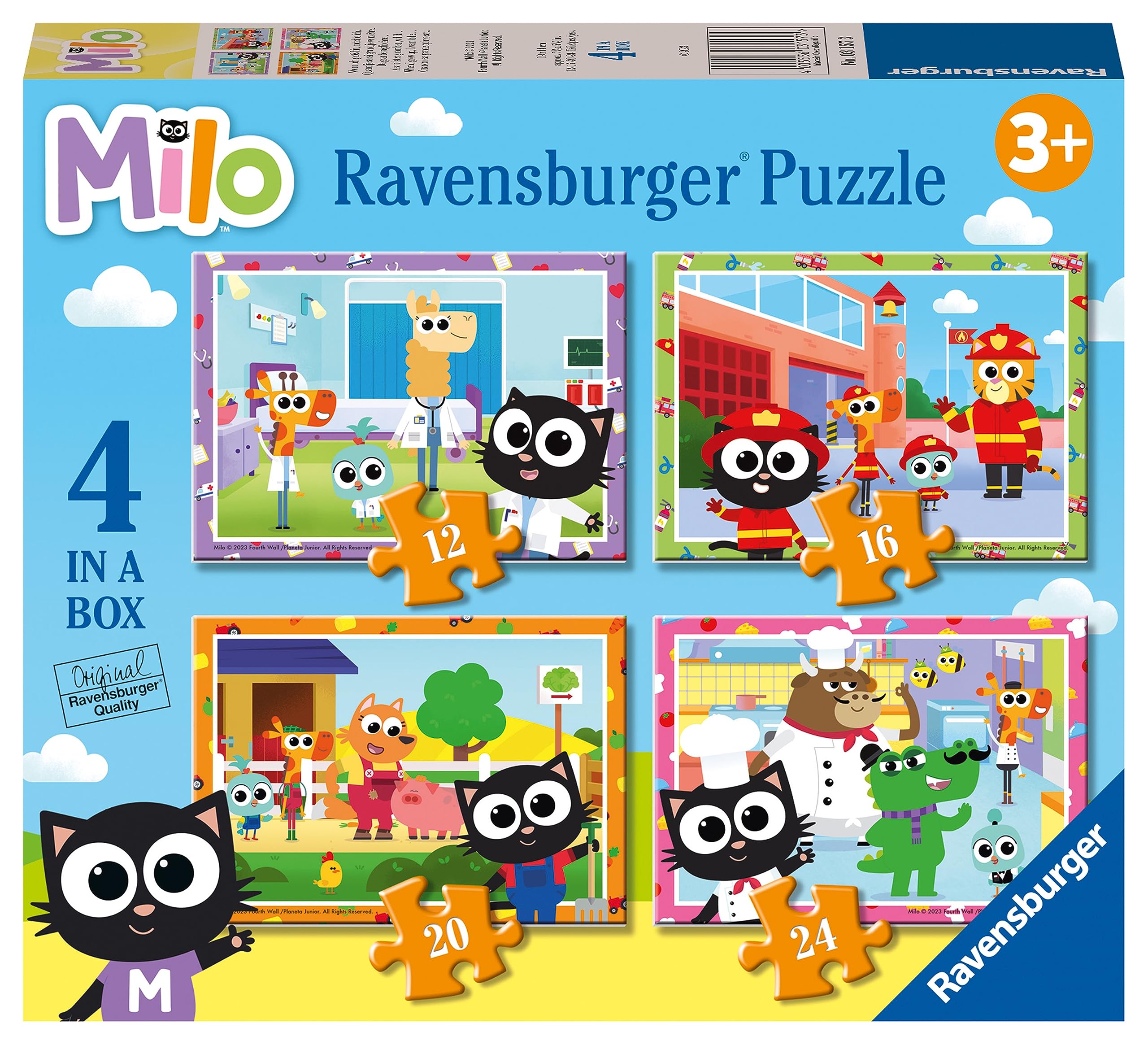 Ravensburger Milo Jigsaw Puzzles for Kids Age 3 Years Up - 4 in a Box (12, 16, 20, 24 Pieces)