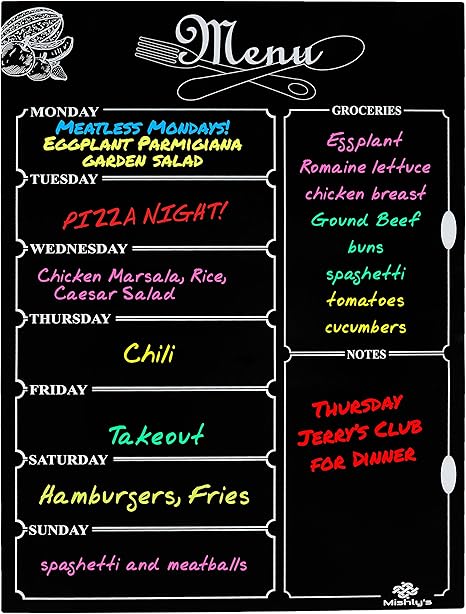 cocina y nevera tablero pizarra