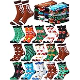 Glitopper 16 Pairs Football Pattern Sock Novelty Rugby Sports Crew Sock Football Themed Gifts for Men Women Teenagers