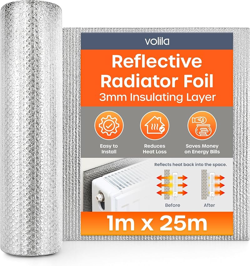 Volila Radiator Foil Insulation Roll 1m x 25m 3mm Heat Reflector