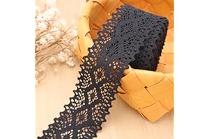 GXTIZAS Lace Trim Cotton Lace Trim Eyelet Lace Ribbon Crochet Sewing Lace for Junk Journal Supplies Crafts Supply(Black)