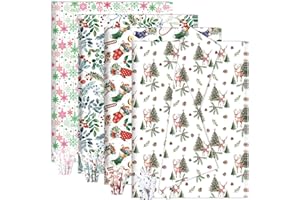 Larcenciel Christmas Tissue Paper, Multicolor Holiday Gift Wrapping Tissue, Snowflakes Deer Pine Winter Foliage Design, 60 Sh