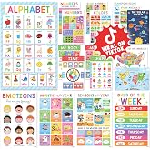 BEAWART Educational Posters Classroom for Toddlers, 18 Pack 11x17 Colorful | Laminated Preschool Learning Charts for Kindergarten Wall Decor, PreK Learning Materials Alphabet Number Chart