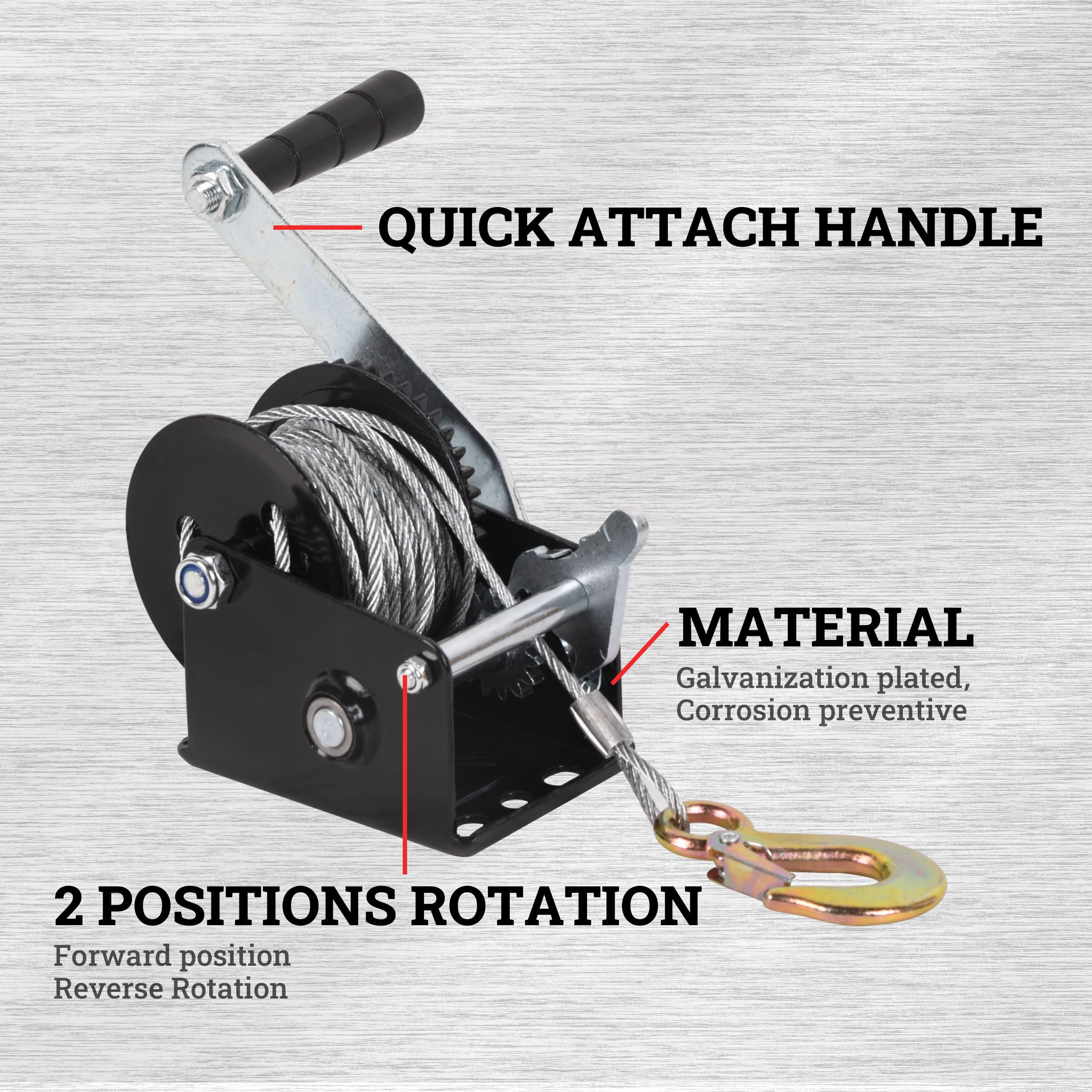 Boat Trailer Winch Hand Winch 3500lbs Heavy Duty Hook With 33ft 10m - View #11