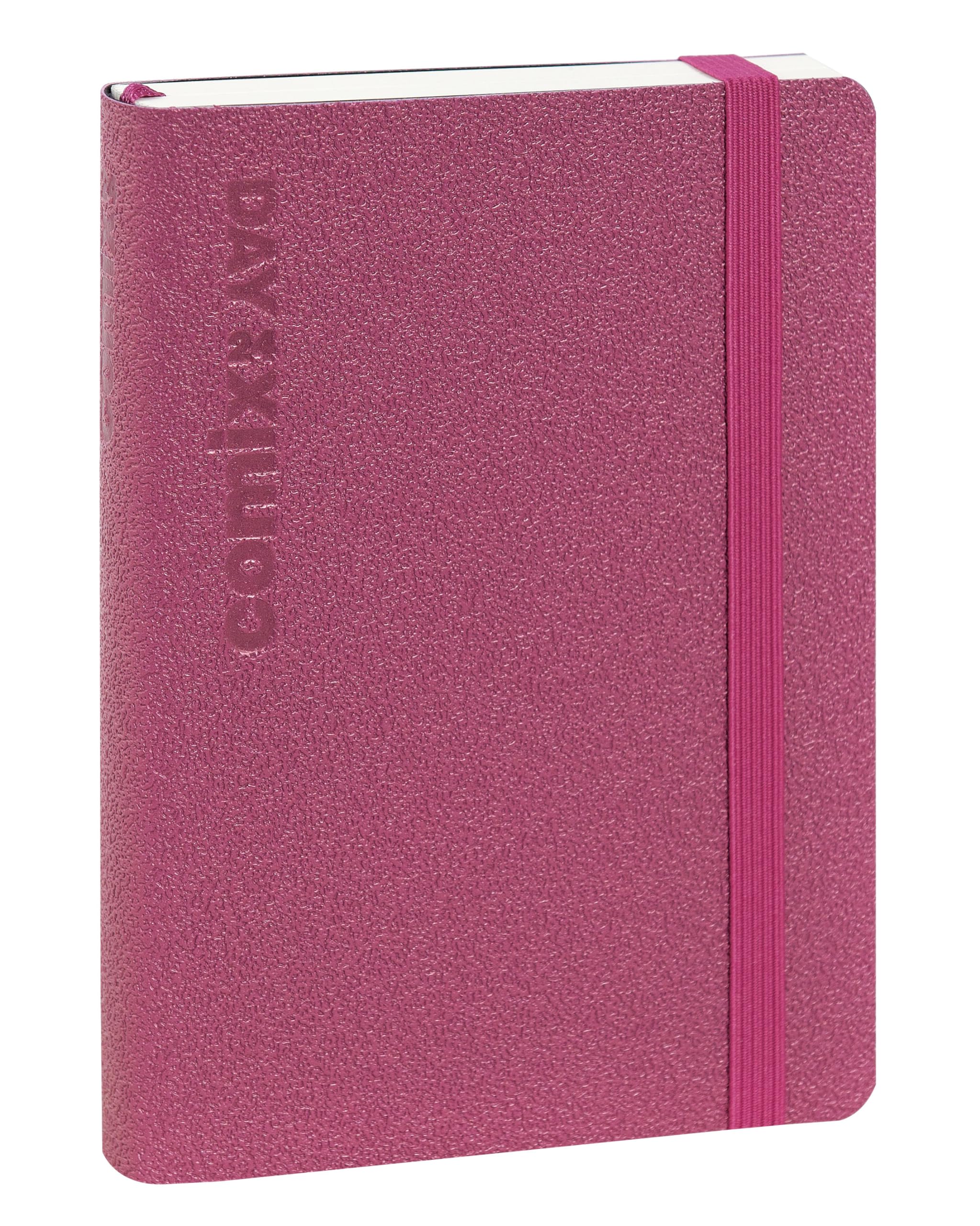 Comix Luxury, Mini 2024 Daily Diary 12 Months, with Inner Pocket, Elastic Closure, Double Bookmark, 384 Inner Pages, Format 11 x 15.3 x 3 cm - Pink