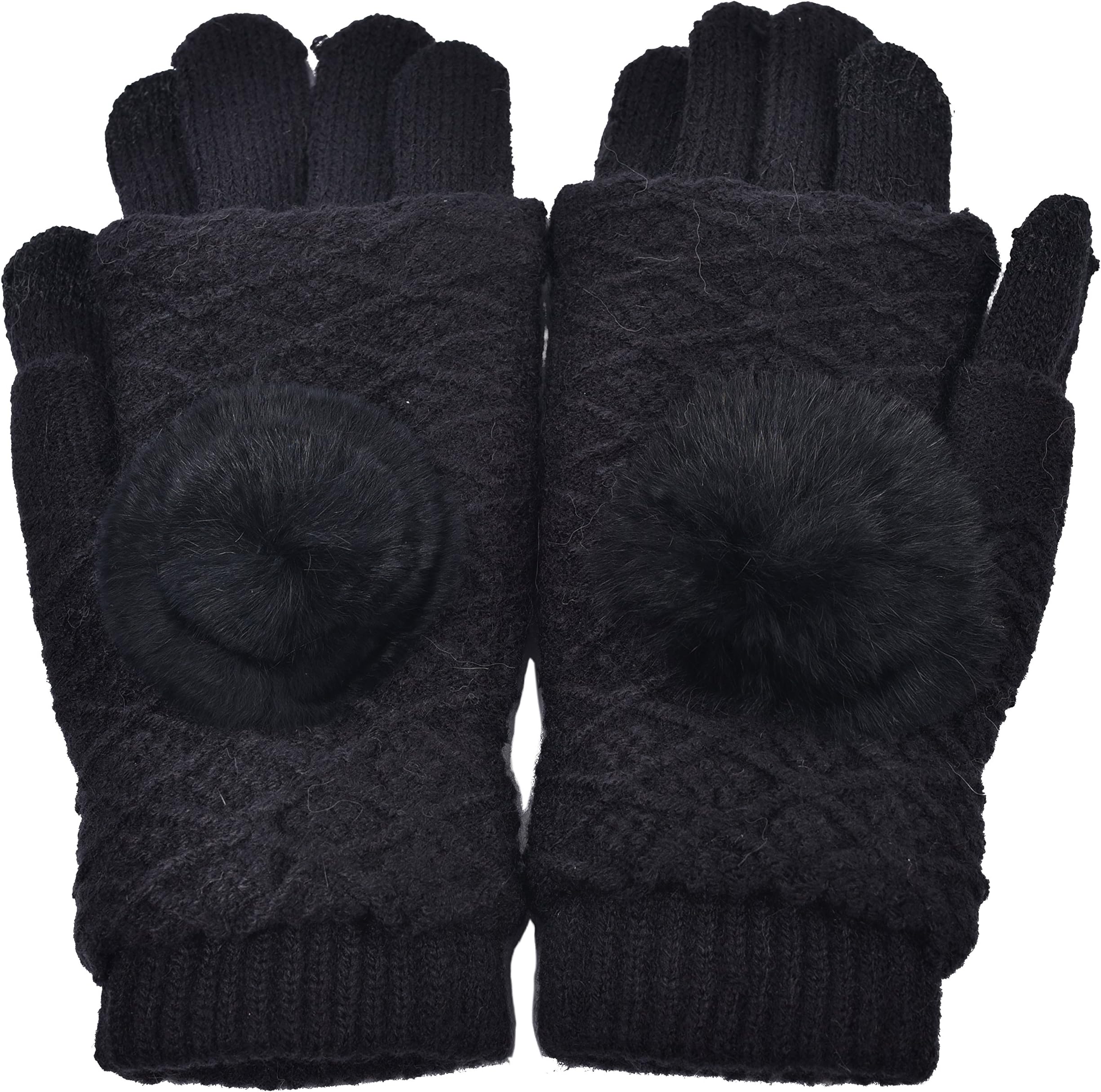 Woogwin Women's Cute Wool Knit Touchscreen Gloves Thick Winter Warm Lined Gloves