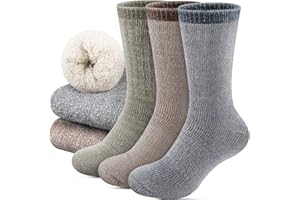 Annsuki Wool Hiking Socks Heavyweight Thermal Warm Crew Winter Cozy Boot Socks for Men Hunnting Camping (3 Pack, Size 6-13)