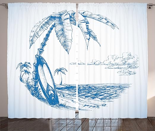 Amazon Com Ambesonne Surf Curtains Contemporary Sketch