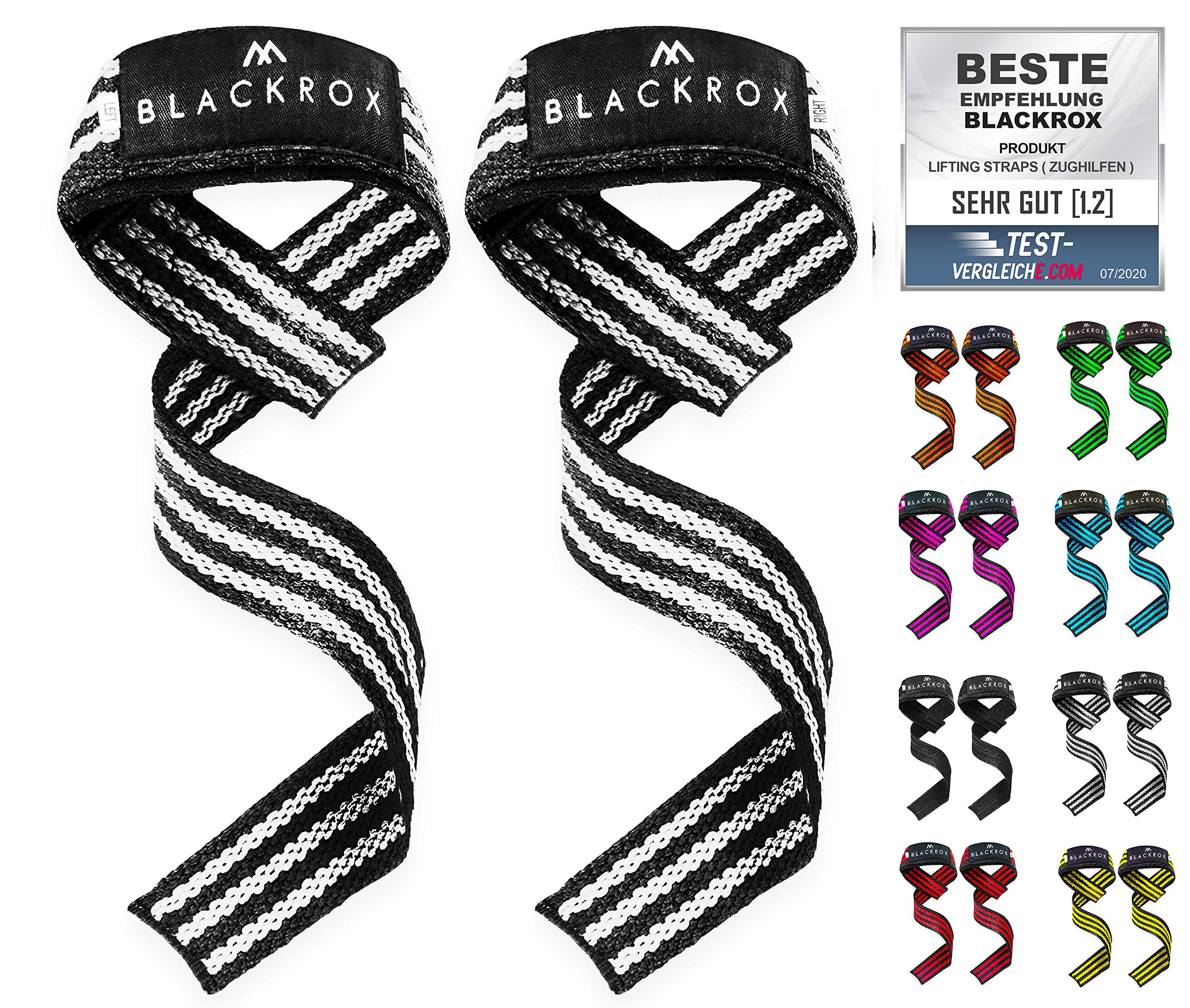 BLACKROX Lifting Straps Bodybuilding Lifting Straps Women and Men, Padded, Deadlifts, Strength Training, Weightlifting, Fitness, Grab Aids Lat Pulling Aid 1 Pair (White)