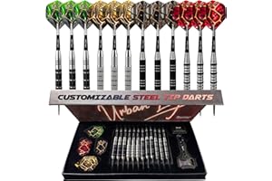 IgnatGames Premium Steel Tip Darts – 12 Pack Brass Barrels with Aluminum Shafts, 16 GlideXPro Flight Set, Tool Kit & Giftable