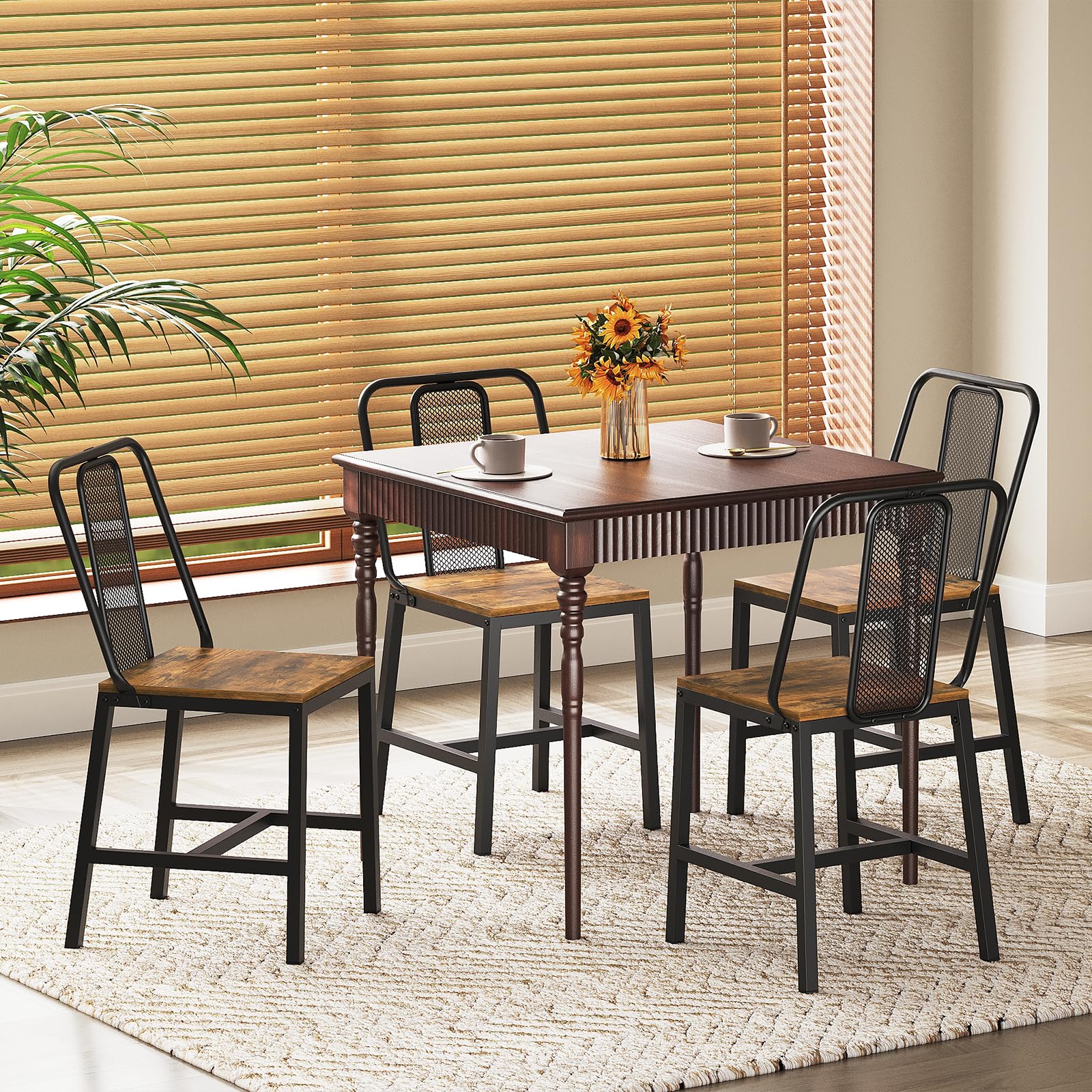 Condition photo showing New/Like New for yatiney dining chairs set of 4, wooden kitchen chairs, farmhouse dining chairs with back support, fo