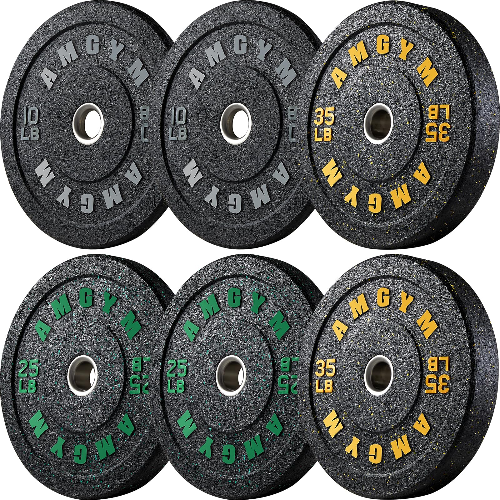 AMGYM Bumper Plate Olympic Weight Plate High Bounce Rubber Weight Plates with Steel Insert, 140lbs Set Strength Training Plate Barbell Weight Set Home Gym Equipment,2inch Barbell Weight Plates for Weight Lifting. Image