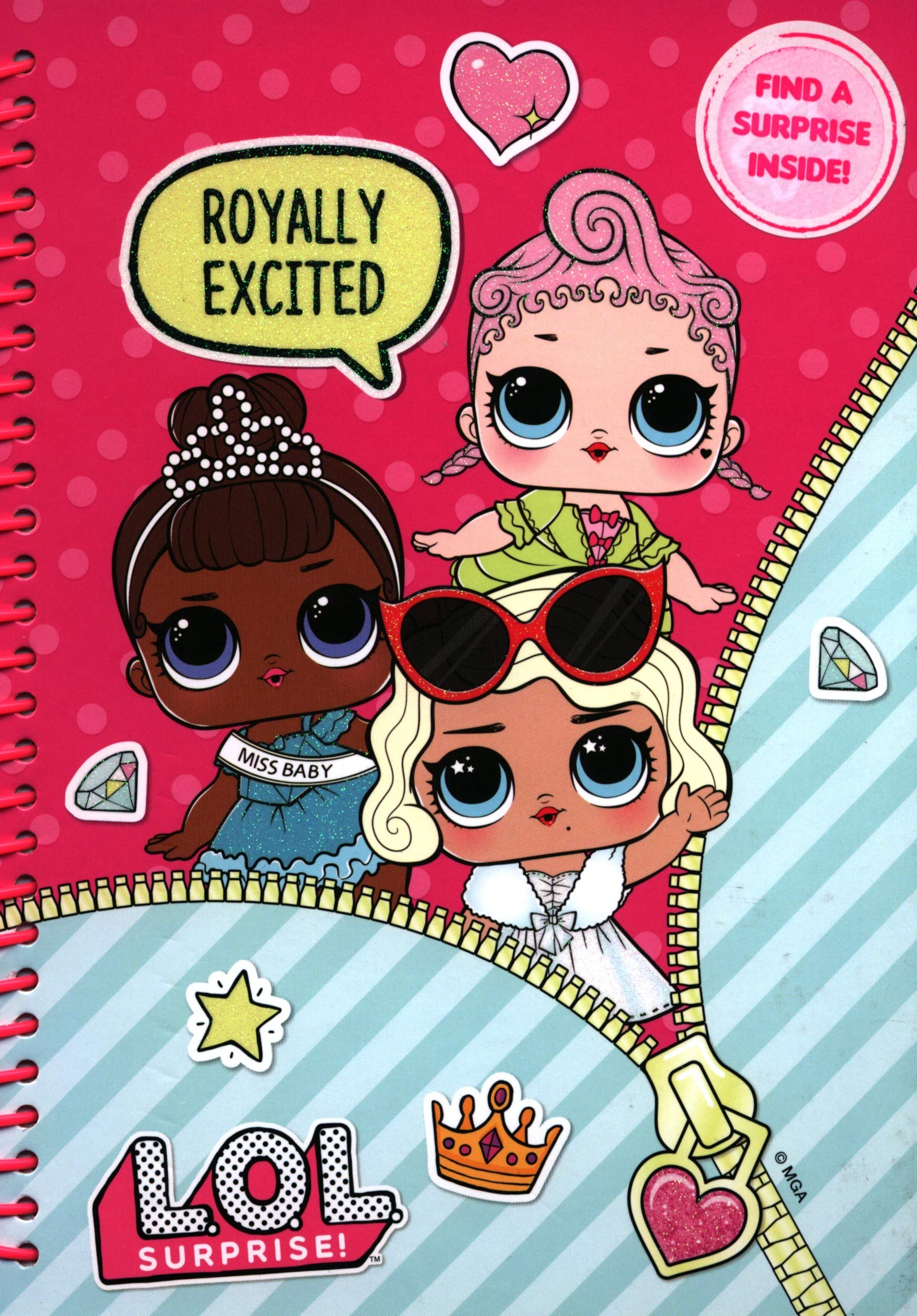 LOL Surprise - A5 Notebook | 70 Pages | Lined Paper | Wirebound | Surpise Inside | Glam Club
