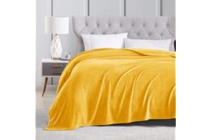 EXQ Home Fleece Blanket King Size Yellow Throw Blanket for Bed or Couch - Microfiber Fuzzy Flannel Blanket for Adults