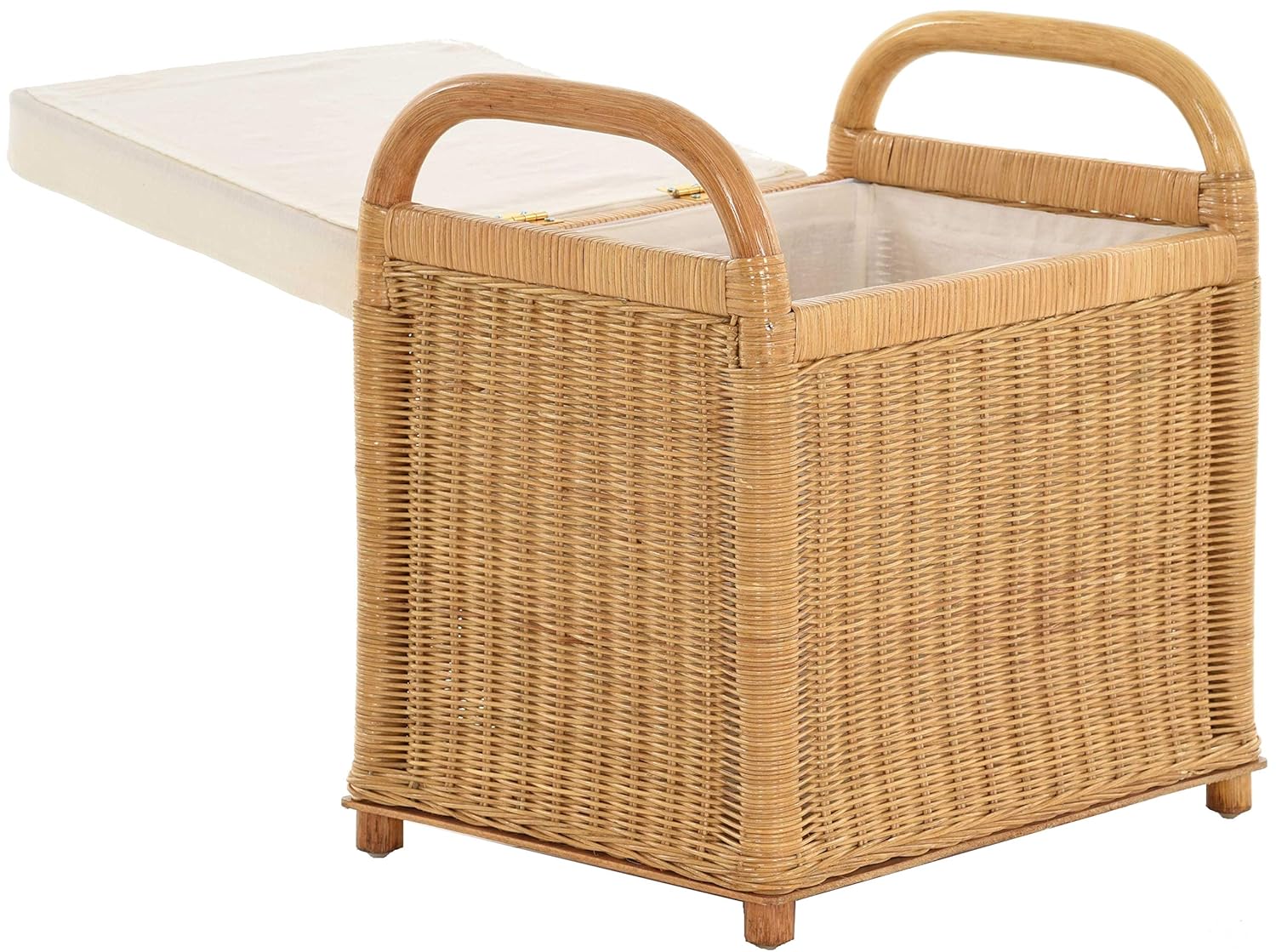 Honig korb.outlet Rattan Sitzbank Sitzhocker mit Stauraum Rattanhocker