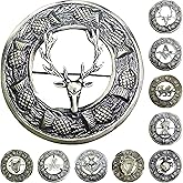 Antique Kilt Brooch for Men with Thistle Design Scottish Fly Plaid 3" (7cm) diameter