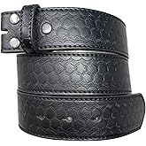 BC Belts Leather Belt Strap with Dragon Scale Embossed Pattern 1.5" Wide with Snaps