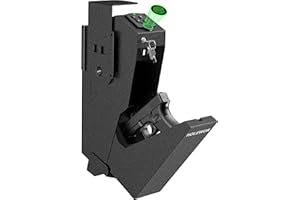 HOLEWOR Gun Safe, Biometric Gun Safe for Handgun Drop Down Pistol Safe Mounted Single Handgun Safe with Fingerprint, Passcode, Key Access for Nightstand, Desk, Bedside