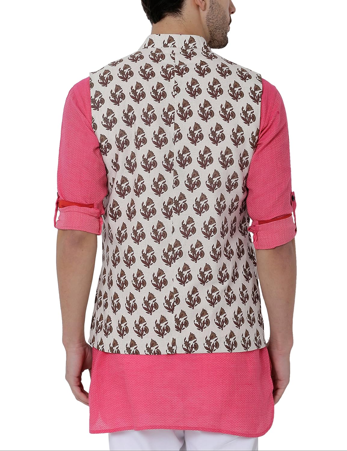 svanik off white printed blended waistcoat.