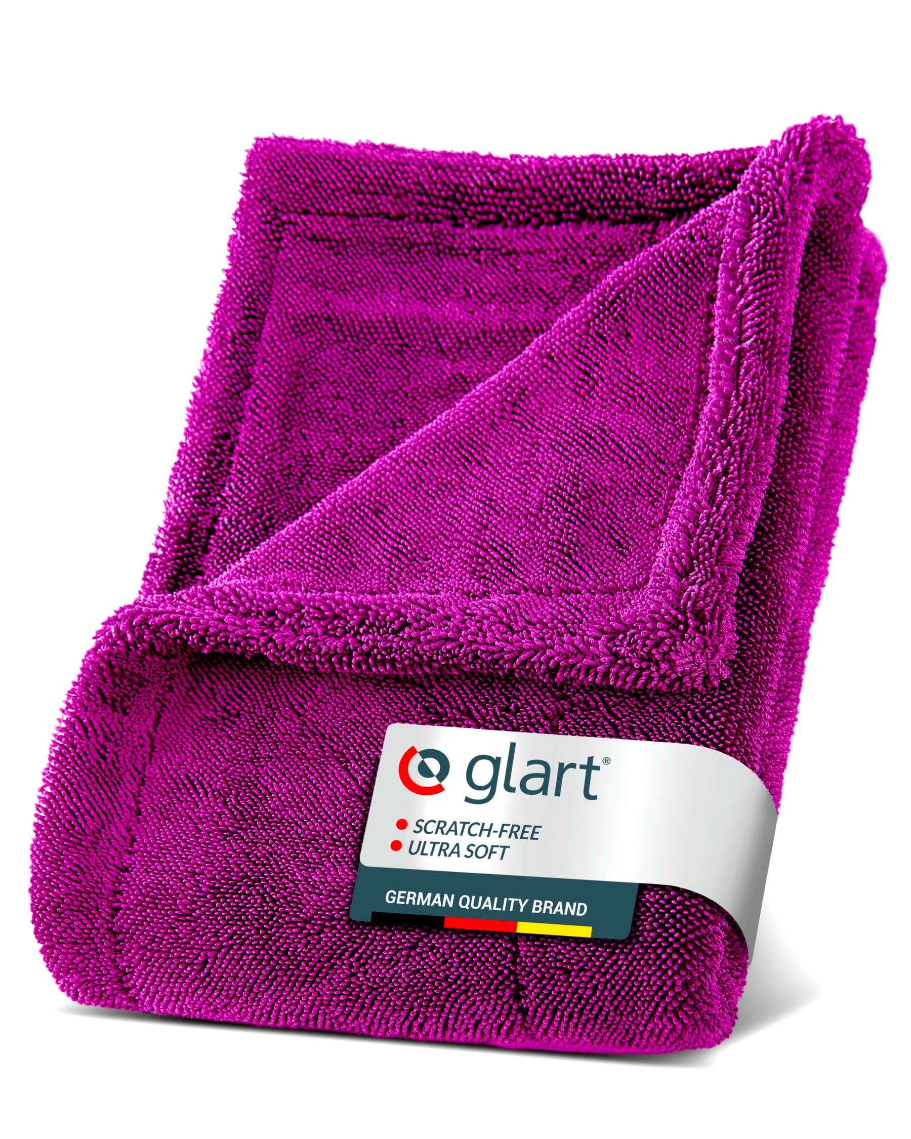 Glart Twist Car Drying Towel XXL (80x55cm) - Premium, extra absorbent, scratch-free. Ideal before car polish & after wheel brush. Large microfiber drying towel for car & motorcycle, lint-free.