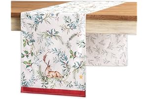 Maison d' Hermine Tablerunners 100% Cotton Table Runner Decorative Table Cover for Home, Kitchen, Dining, Parties & Camping, Holly Time (Double Layer) - Thanksgiving/Christmas(14.50"x72")