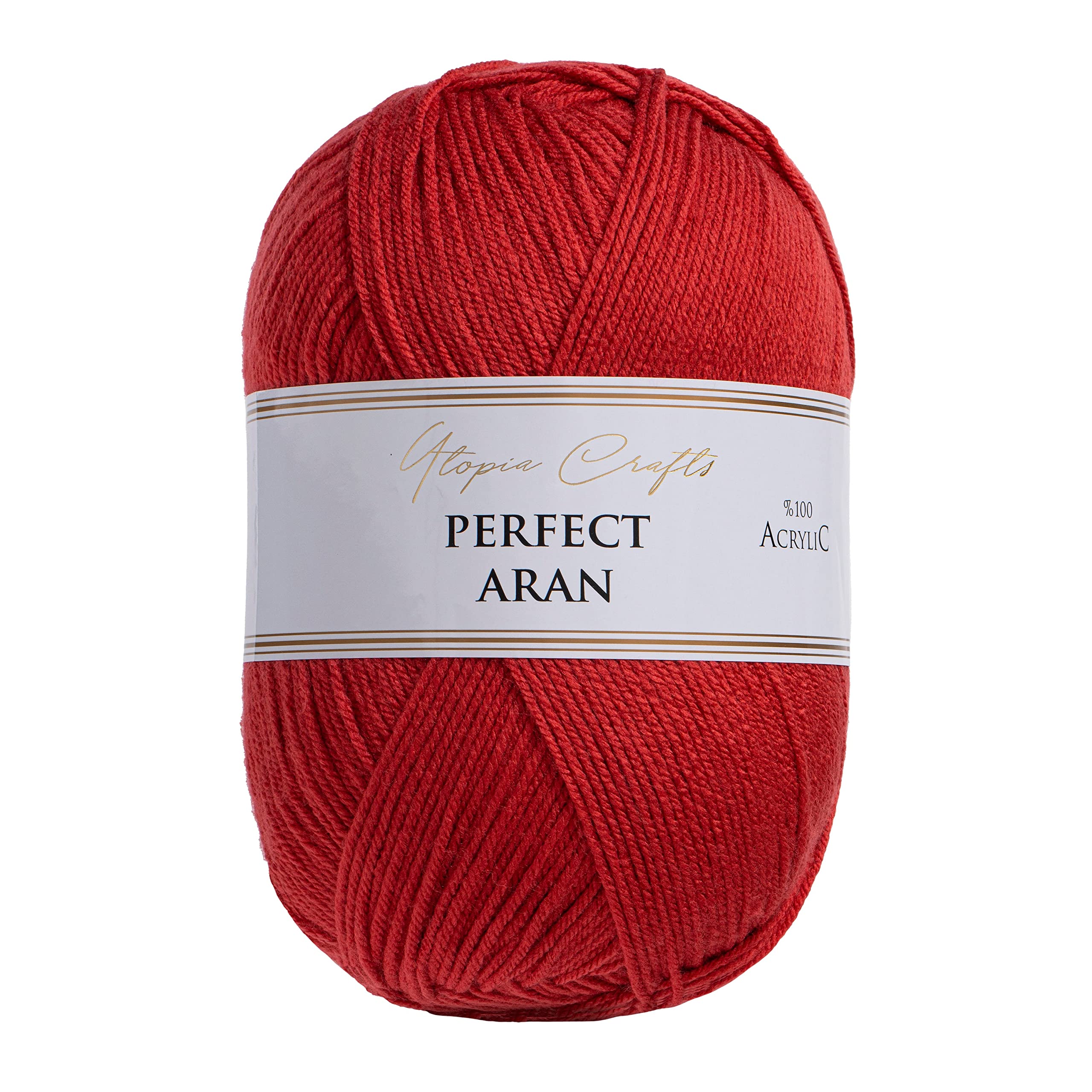 Utopia Crafts Aran Knitting and Crochet Yarn, 400g (Red Orange)